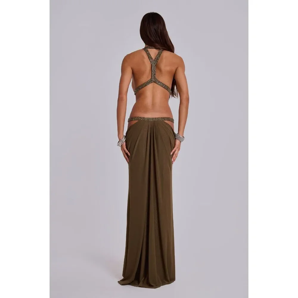 Jaded London 6AM Cut Out Maxi Dress in Moss US 4 new condition - Picture 10 of 13